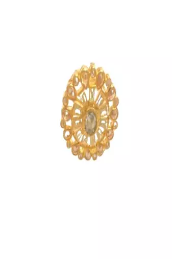 Runjhun gold plated kundan adjustable cocktail finger ring