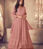 Peach Georgette Sequins Embroidered Wedding Wear Skirt Kameez