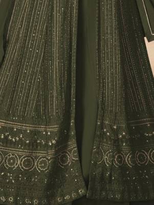 Mehandi Green Georgette Sequins Embroidered Wedding Wear Skirt Kameez 3