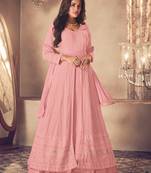 Pink Georgette Sequins Embroidered Wedding Wear Skirt Kameez 