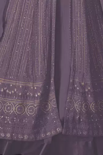 Purple Georgette Sequins Embroidered Wedding Wear Skirt Kameez 