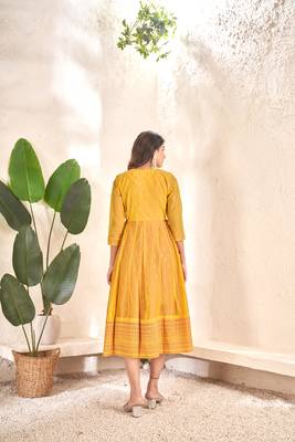 Premium cotton hand foil print work kurtis 2
