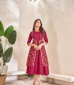 Premium cotton hand foil print work kurtis