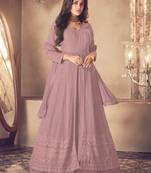 Dusty Pink Georgette Sequins Embroidered Wedding Wear Skirt Kameez 