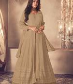 Beige Georgette Sequins Embroidered Wedding Wear Skirt Kameez
