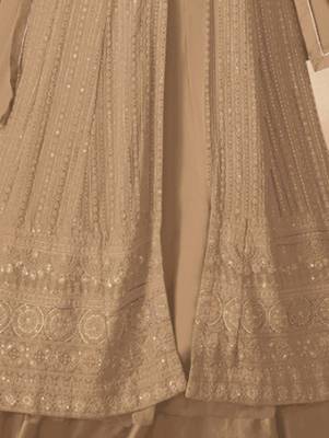 Beige Georgette Sequins Embroidered Wedding Wear Skirt Kameez 3