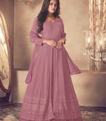 Pink Georgette Sequins Embroidered Wedding Wear Skirt Kameez
