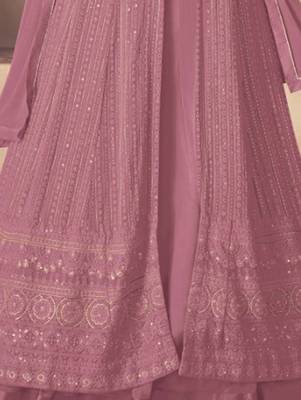 Pink Georgette Sequins Embroidered Wedding Wear Skirt Kameez 3