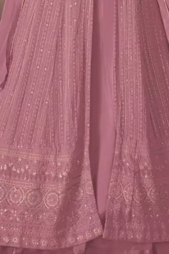 Pink Georgette Sequins Embroidered Wedding Wear Skirt Kameez