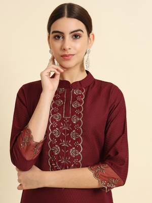 Viscose Rayon Fabric Round Neck Embroidered Kurta With Pant & Dupatta Set 6
