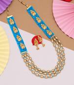 Firozi color goddess lakshmi temple necklace set