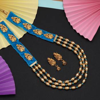 Firozi color goddess lakshmi temple necklace set 2