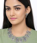 Oxidized silver-plated handcrafted temple jewellery set