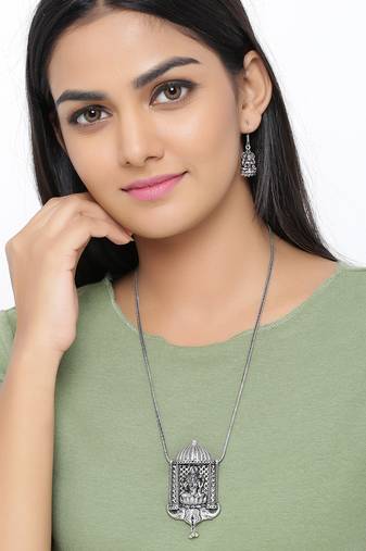 Silver-plated handcrafted temple jewellery set