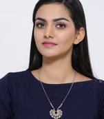 Enamelled half moon pendant necklace