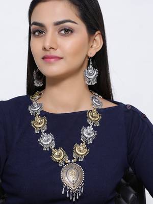 Oxidised silver plated necklaceset 1