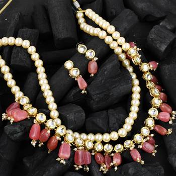 Pearl kundan long jewellery set for women 1