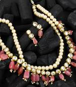 Pearl kundan long jewellery set for women