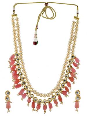 Pearl kundan long jewellery set for women 2