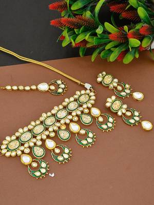 Kundan meena thewa bridal jewellery set for women 1