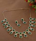 Emerald green american diamond necklace set