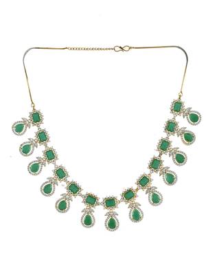 Emerald green american diamond necklace set 3