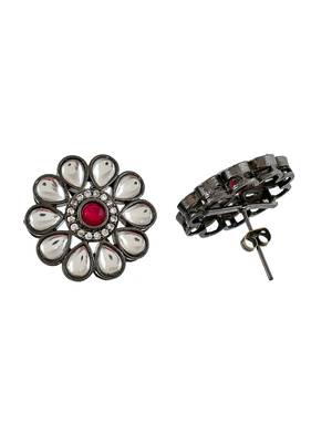 Pink onyx layered choker jewellery set with stud earrings 4