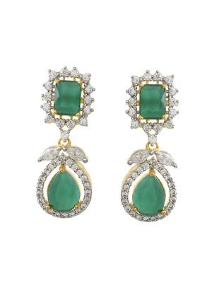 Emerald green american diamond necklace set 4