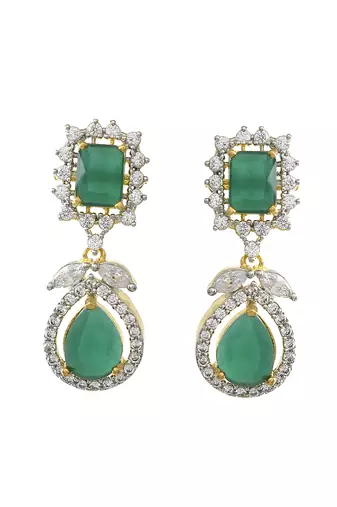 Emerald green american diamond necklace set