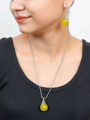 Silver-plated onyx-studded jewellery set 2