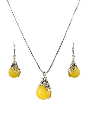 Silver-plated onyx-studded jewellery set 3
