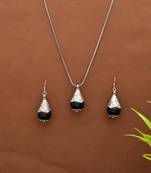 Silver-toned & black brass silver-plated jewellery set