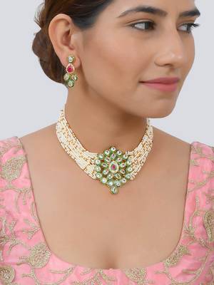 Kundan choker necklace set with earrings 2