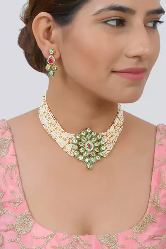 Kundan choker necklace set with earrings