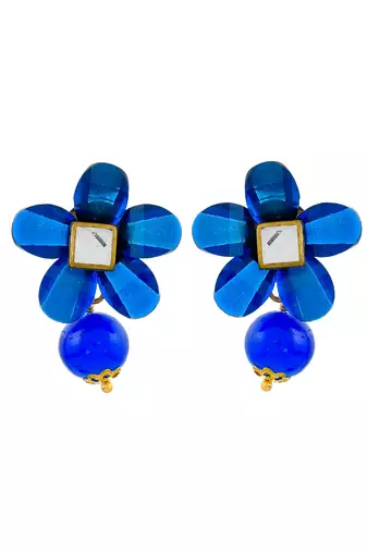 Blue beads pendant set with earrings