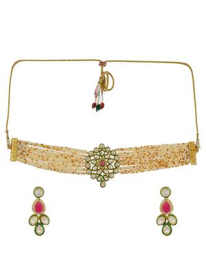 Kundan choker necklace set with earrings 3