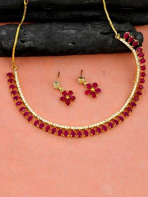 Gold-plated american diamond studded jewellery set 1