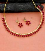 Gold-plated american diamond studded jewellery set