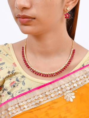 Gold-plated american diamond studded jewellery set 2