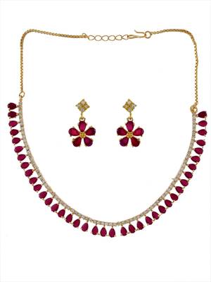Gold-plated american diamond studded jewellery set 3
