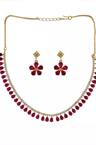 Gold-plated american diamond studded jewellery set