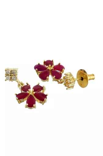 Gold-plated american diamond studded jewellery set