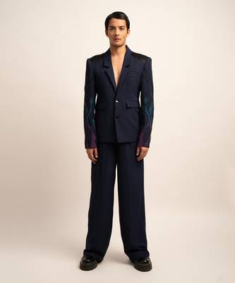 The deep blue trousers 1