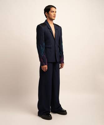 The deep blue trousers 2