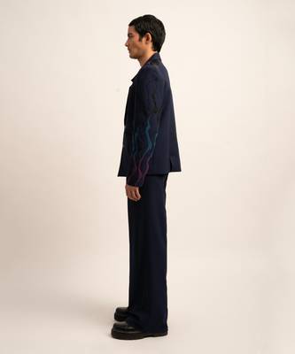 The deep blue trousers 3