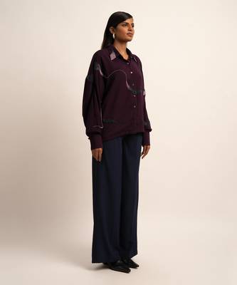 The deep blue trousers 3