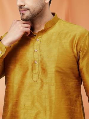 Gold Art silk Plain Kurta pajama 2