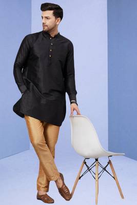 Black Art Silk Plain Kurta pajama 1