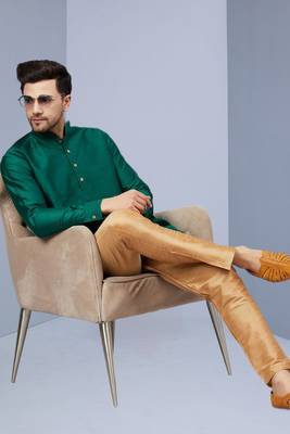 Green Art Silk Plain Kurta pajama 1
