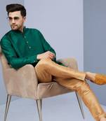 Green Art Silk Plain Kurta pajama